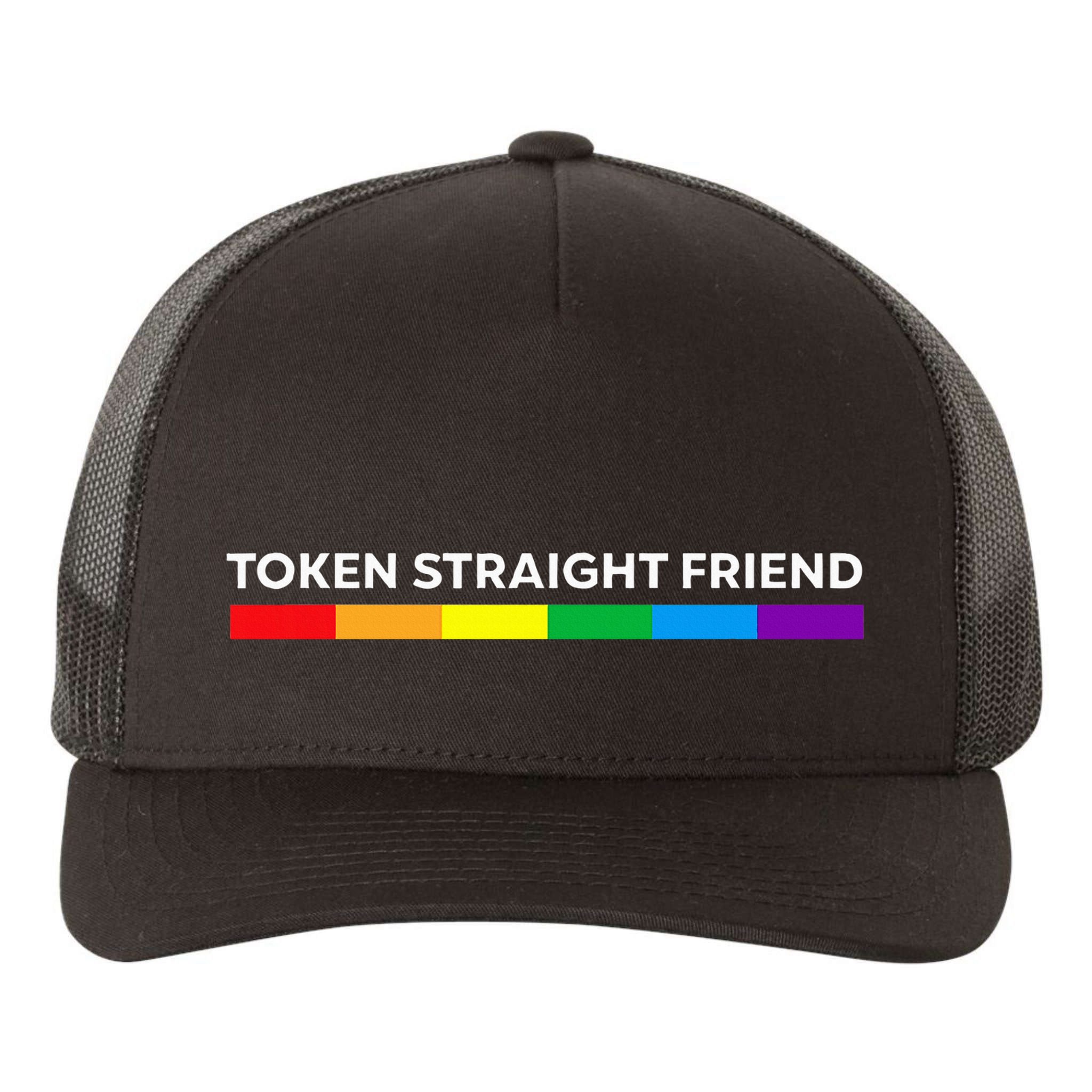 Token Straight Friend Rainbow Colors Lgbt Yupoong Adult 5-Panel Trucker Hat
