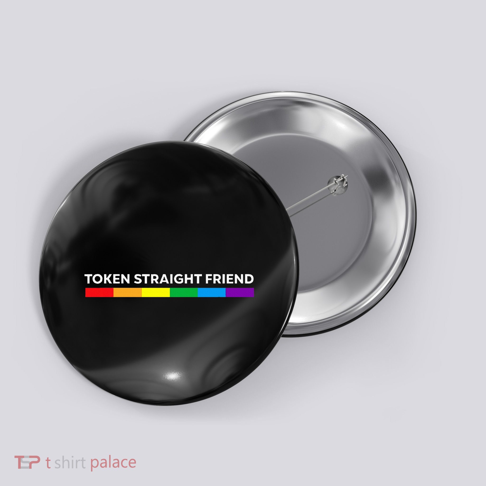 Token Straight Friend Rainbow Colors Lgbt Button