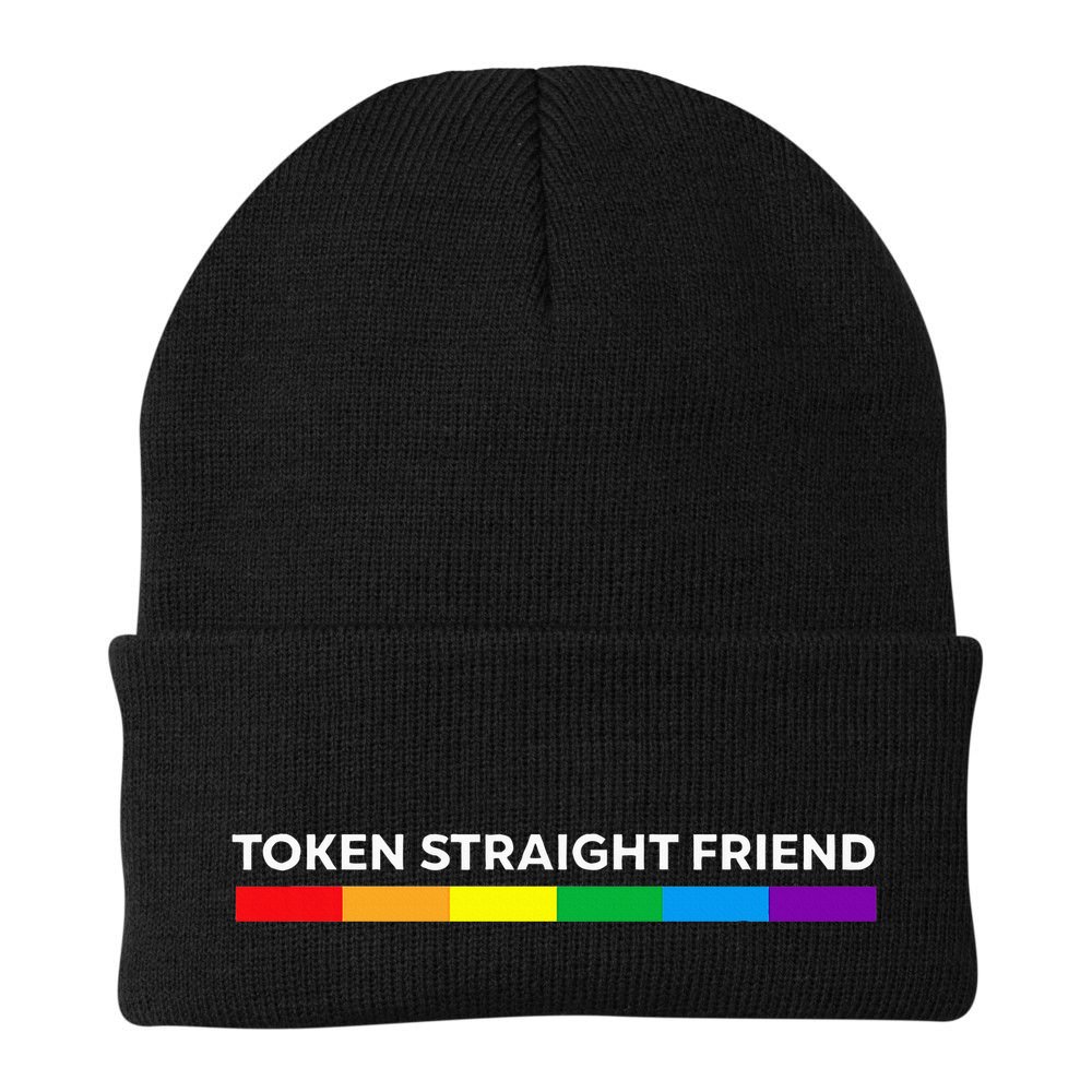 Token Straight Friend Rainbow Colors Lgbt Beanie