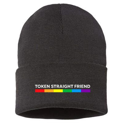 Token Straight Friend Rainbow Colors Lgbt Sustainable Knit Beanie