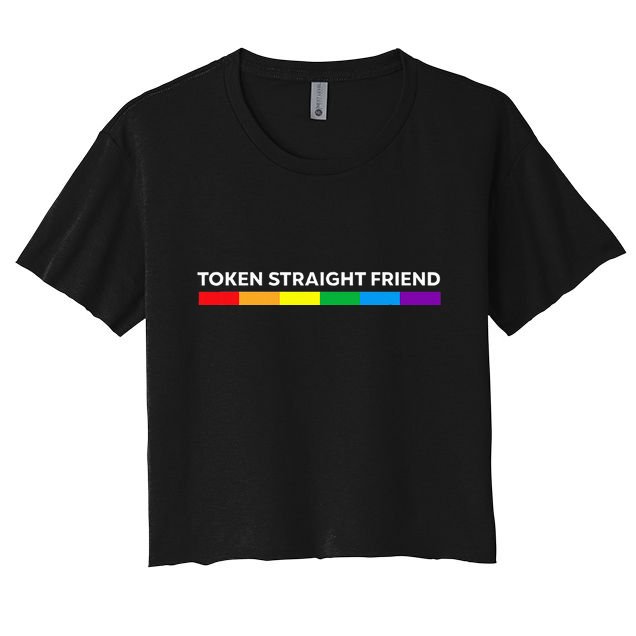 Token Straight Friend Rainbow Colors Lgbt Women's Crop Top Tee