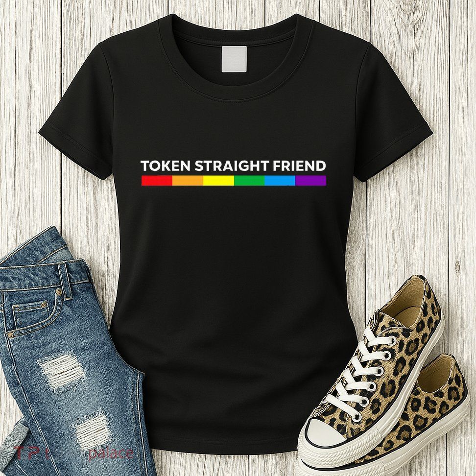 Token Straight Friend Rainbow Colors Lgbt Womens T-Shirt