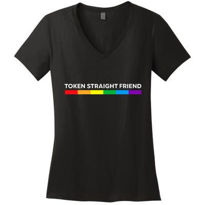 Token Straight Friend Rainbow Colors Lgbt Women's V-Neck T-Shirt