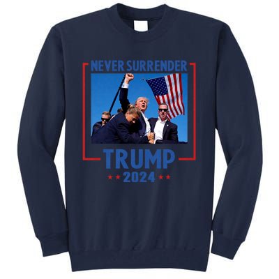 Trump Speech Fist In The Air Pennsylvania Trump 24 Never Surrender Trump Rushed Tall Sweatshirt