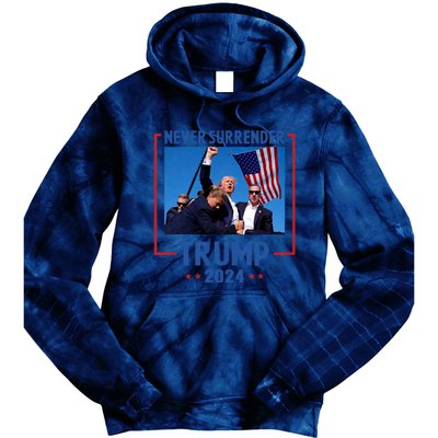 Trump Speech Fist In The Air Pennsylvania Trump 24 Never Surrender Trump Rushed Tie Dye Hoodie