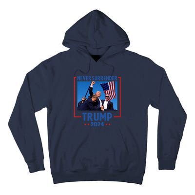 Trump Speech Fist In The Air Pennsylvania Trump 24 Never Surrender Trump Rushed Tall Hoodie