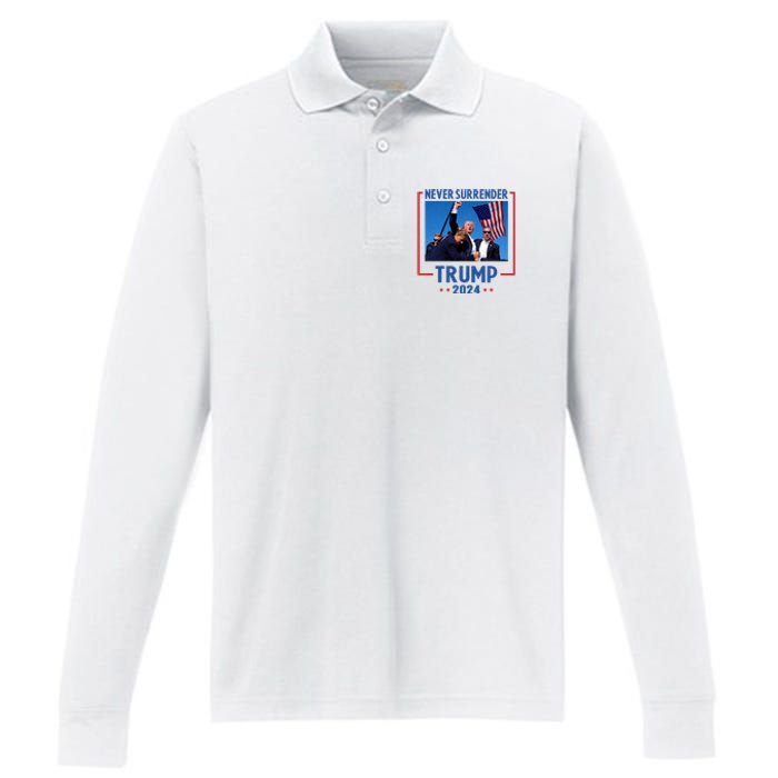 Trump Speech Fist In The Air Pennsylvania Trump 24 Never Surrender Trump Rushed Performance Long Sleeve Polo