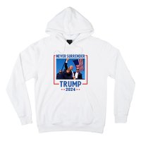 Trump Speech Fist In The Air Pennsylvania Trump 24 Never Surrender Trump Rushed Hoodie