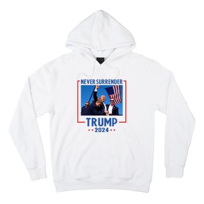 Trump Speech Fist In The Air Pennsylvania Trump 24 Never Surrender Trump Rushed Hoodie