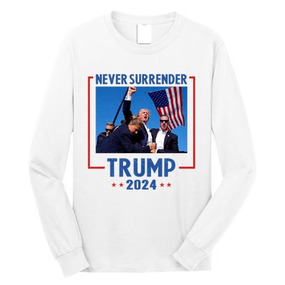 Trump Speech Fist In The Air Pennsylvania Trump 24 Never Surrender Trump Rushed Long Sleeve Shirt