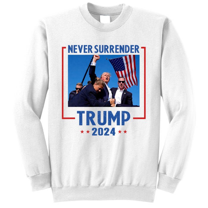 Trump Speech Fist In The Air Pennsylvania Trump 24 Never Surrender Trump Rushed Sweatshirt