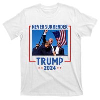 Trump Speech Fist In The Air Pennsylvania Trump 24 Never Surrender Trump Rushed T-Shirt