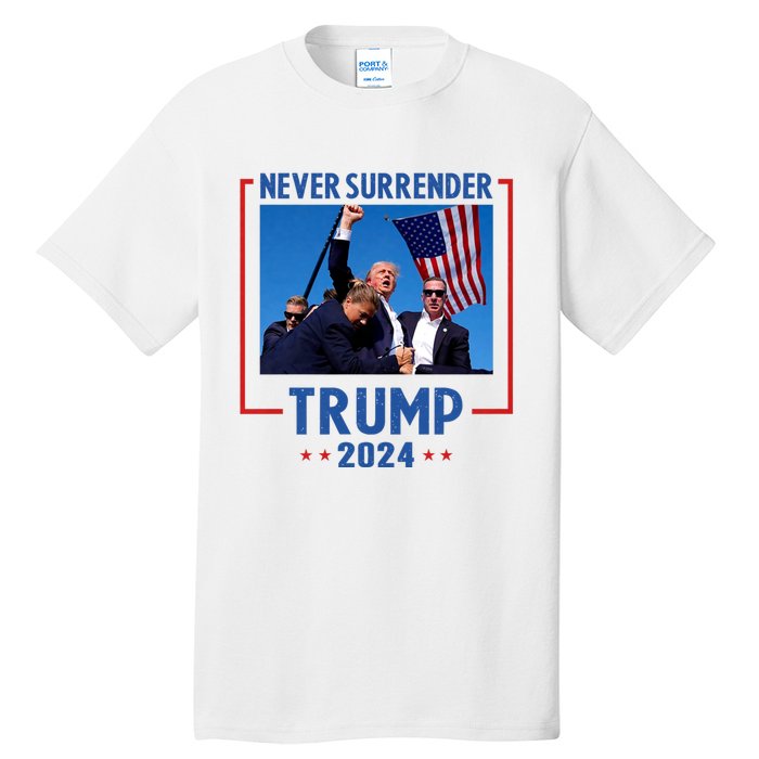 Trump Speech Fist In The Air Pennsylvania Trump 24 Never Surrender Trump Rushed Tall T-Shirt