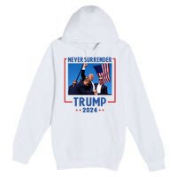 Trump Speech Fist In The Air Pennsylvania Trump 24 Never Surrender Trump Rushed Premium Pullover Hoodie