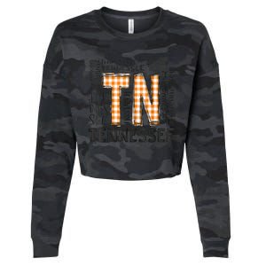 Tennessee State Flag Orange Plaid TN Cropped Pullover Crew