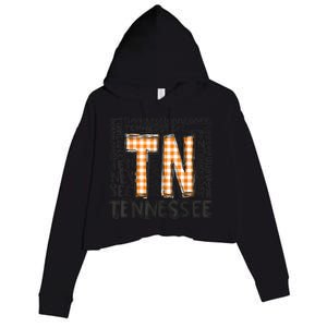 Tennessee State Flag Orange Plaid TN Crop Fleece Hoodie