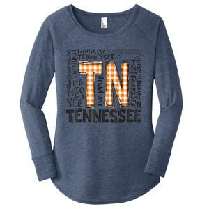 Tennessee State Flag Orange Plaid TN Women's Perfect Tri Tunic Long Sleeve Shirt