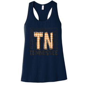 Tennessee State Flag Orange Plaid TN Women's Racerback Tank