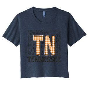 Tennessee State Flag Orange Plaid TN Women's Crop Top Tee