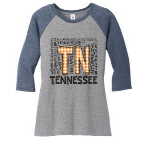 Tennessee State Flag Orange Plaid TN Women's Tri-Blend 3/4-Sleeve Raglan Shirt