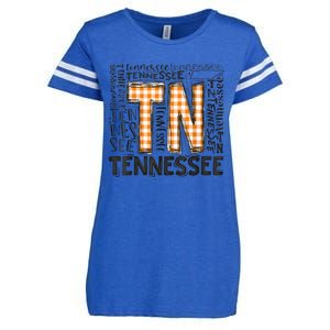 Tennessee State Flag Orange Plaid TN Enza Ladies Jersey Football T-Shirt