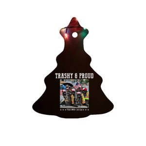 Trumps Supporters Garbage Raccoon Trashy & Proud Trump 2024 Ceramic Tree Ornament