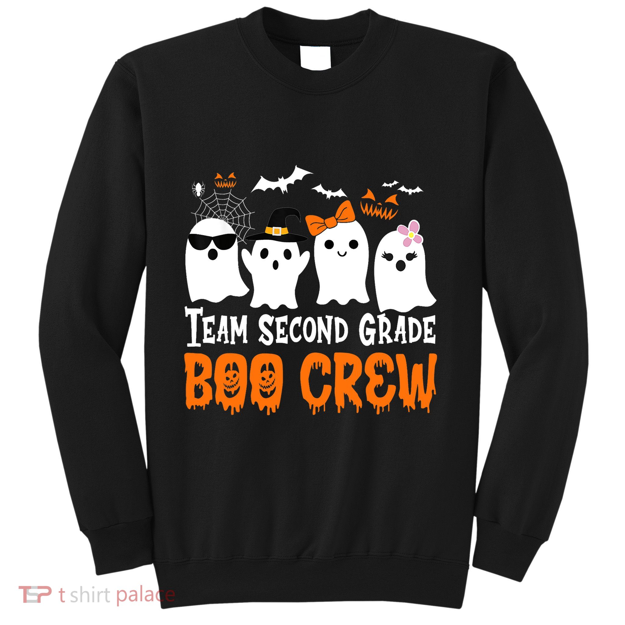 Team Second Grade Boo Crew Cute Ghost Halloween Teacher Sweatshirt