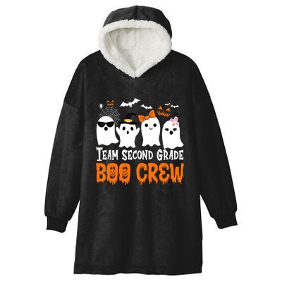 Team Second Grade Boo Crew Cute Ghost Halloween Teacher Hooded Wearable Blanket