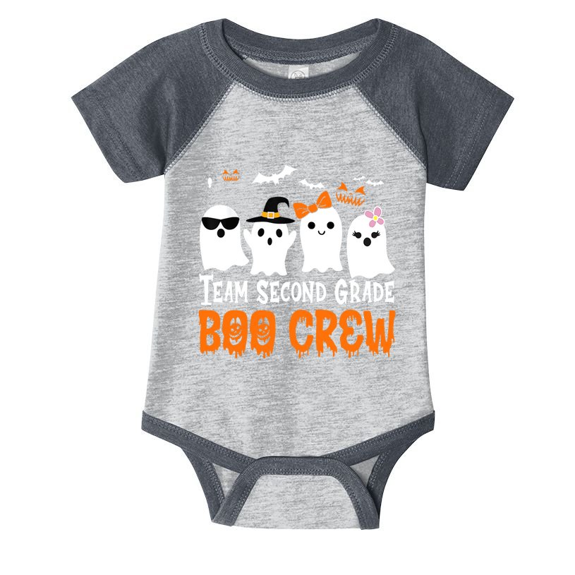 Team Second Grade Boo Crew Cute Ghost Halloween Teacher Infant Baby Jersey Bodysuit