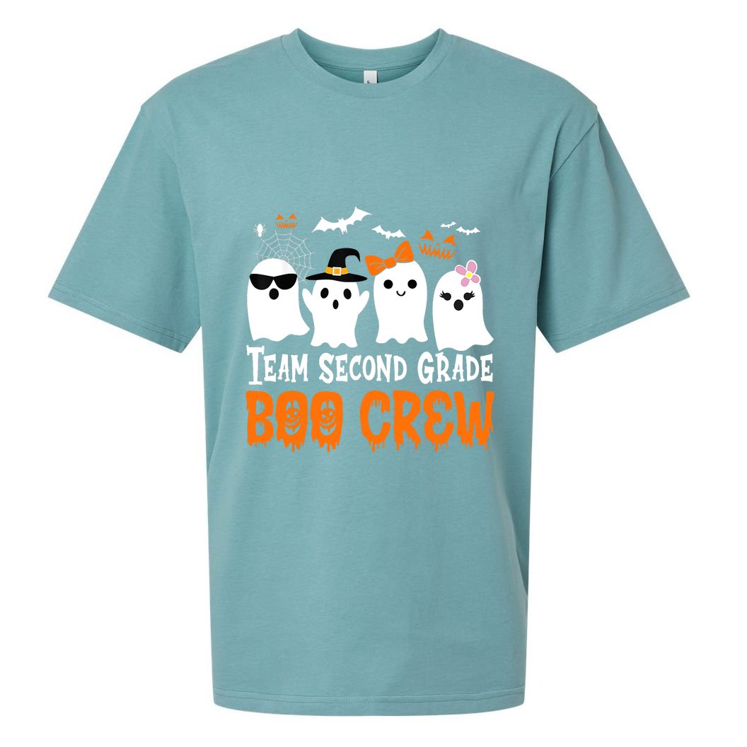 Team Second Grade Boo Crew Cute Ghost Halloween Teacher Sueded Cloud Jersey T-Shirt