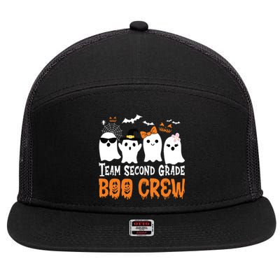 Team Second Grade Boo Crew Cute Ghost Halloween Teacher Kids 7 Panel Mesh Trucker Snapback Hat