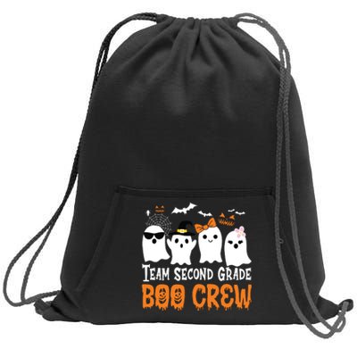 Team Second Grade Boo Crew Cute Ghost Halloween Teacher Kids Sweatshirt Cinch Pack Bag