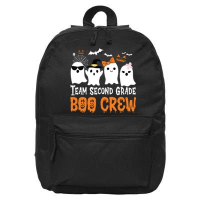 Team Second Grade Boo Crew Cute Ghost Halloween Teacher Kids 16 in Basic Backpack