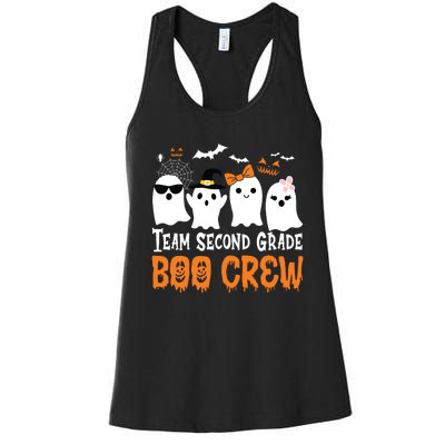 Team Second Grade Boo Crew Cute Ghost Halloween Teacher Kids Women's Racerback Tank