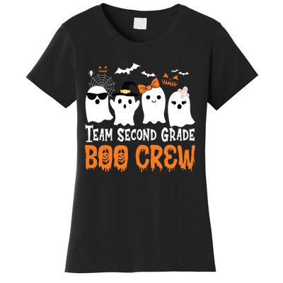 Team Second Grade Boo Crew Cute Ghost Halloween Teacher Kids Women's T-Shirt