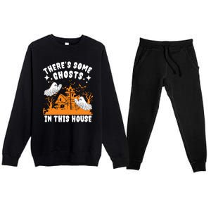 Theres Some Ghosts In This House Ghost Halloween Funny Premium Crewneck Sweatsuit Set