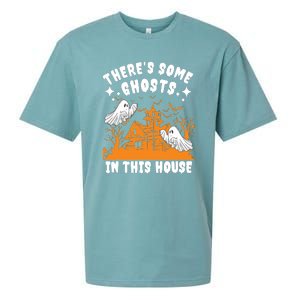 Theres Some Ghosts In This House Ghost Halloween Funny Sueded Cloud Jersey T-Shirt