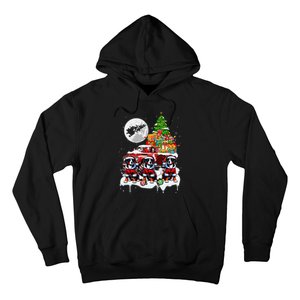 Three Santa Greater Swiss Mountains Pickup Truck Xmas Tree Hoodie