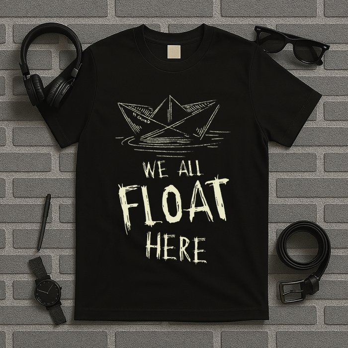 The Ss Georgie Paper Boat We All Float Here Quote T-Shirt