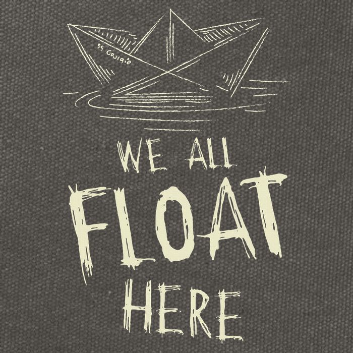 The Ss Georgie Paper Boat We All Float Here Quote Cotton Canvas Backpack