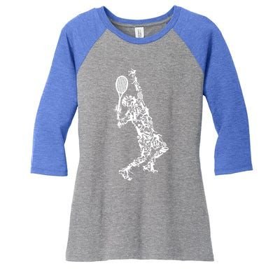 Tennis Silhouette Gift Women's Tri-Blend 3/4-Sleeve Raglan Shirt