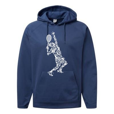 Tennis Silhouette Gift Performance Fleece Hoodie