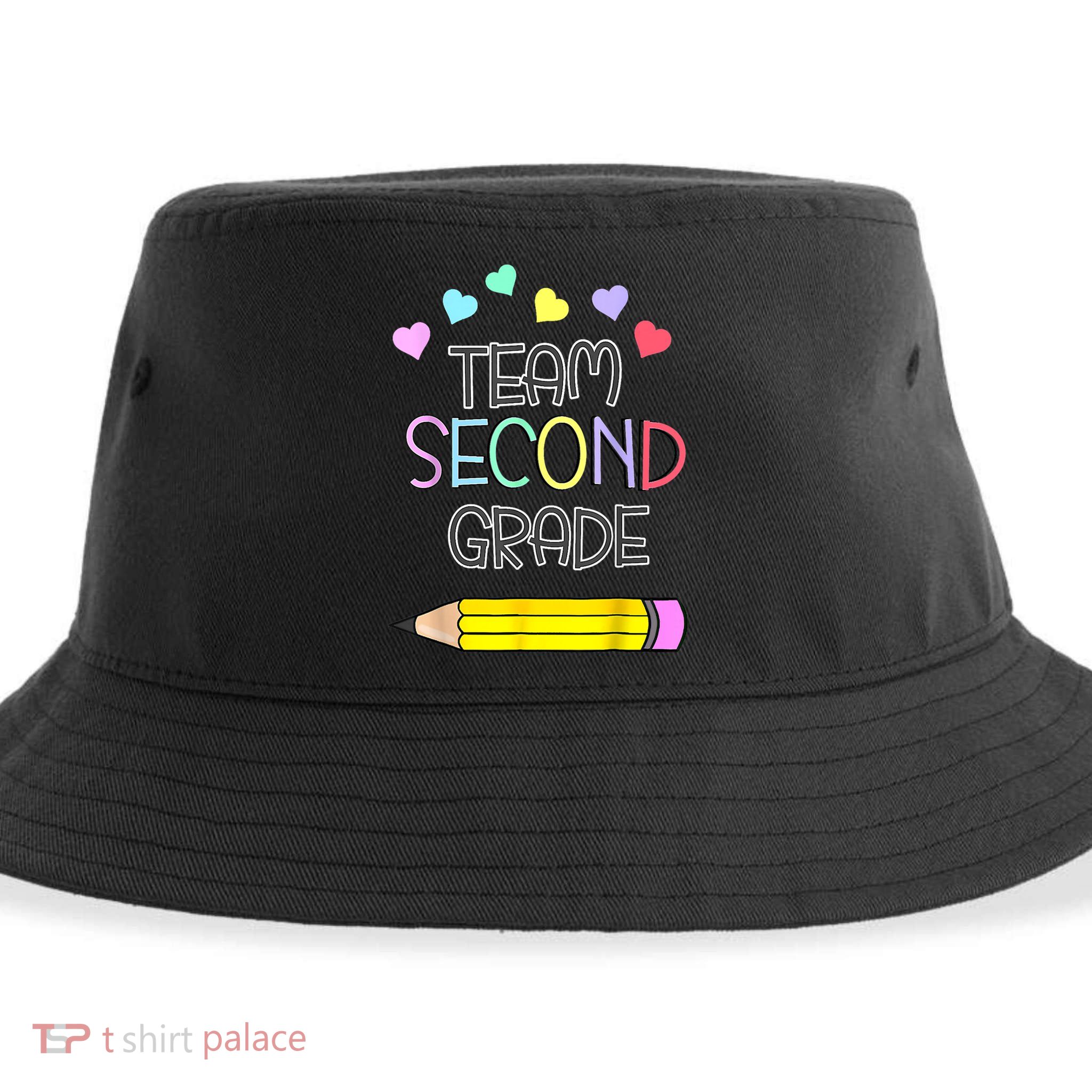 Team Second Grade Pencil Back To School Teacher Student Gift Sustainable Bucket Hat