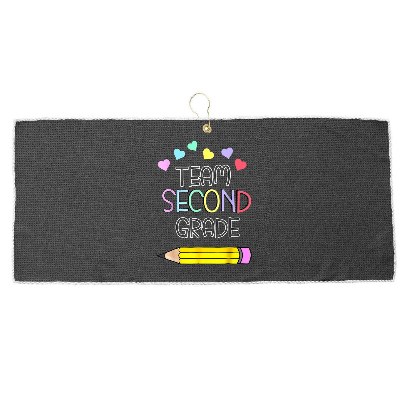 Team Second Grade Pencil Back To School Teacher Student Gift Large Microfiber Waffle Golf Towel