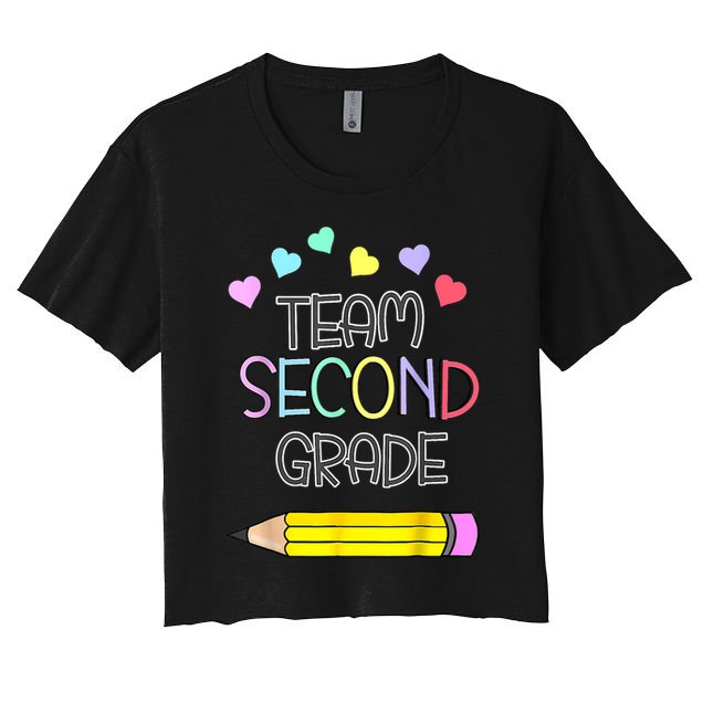 Team Second Grade Pencil Back To School Teacher Student Gift Crop Top
