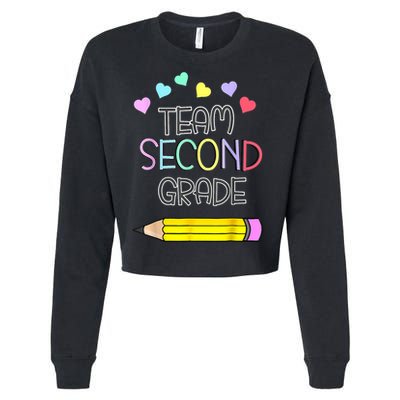 Team Second Grade Pencil Back To School Teacher Student Gift Cropped Pullover Crew