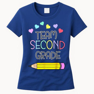 Team Second Grade Pencil Back To School Teacher Student Gift Womens T-Shirt