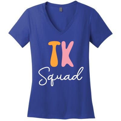 Tk Squad Groovy Vintage First Day Of School Teacher Students Meaningful Gift Women's V-Neck T-Shirt