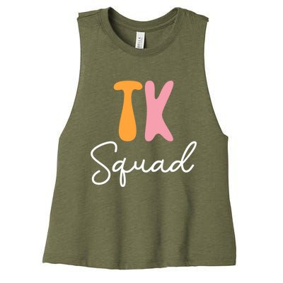 Tk Squad Groovy Vintage First Day Of School Teacher Students Meaningful Gift Women's Racerback Cropped Tank