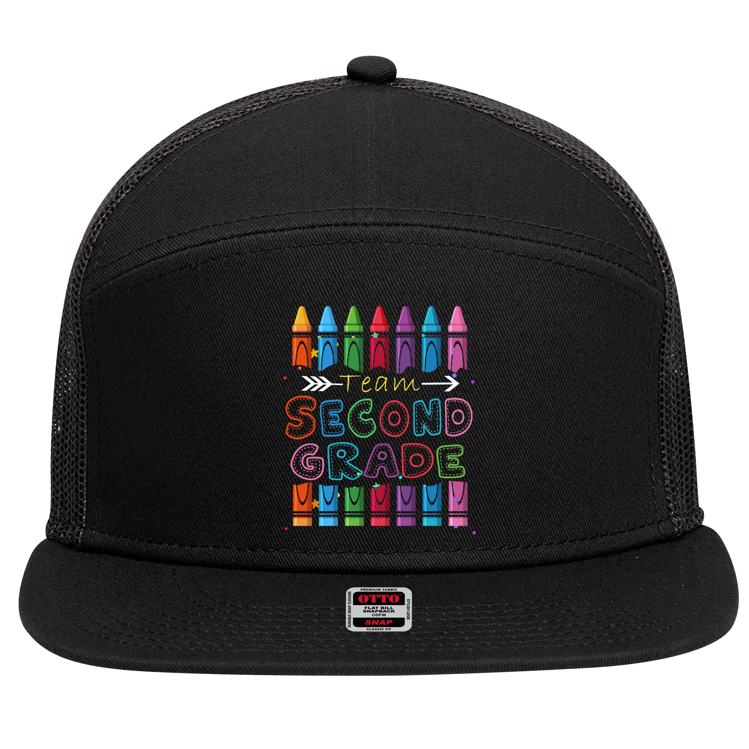 Team Second Grade Welcome Back To School Second Grade Funny Gift 7 Panel Mesh Trucker Snapback Hat